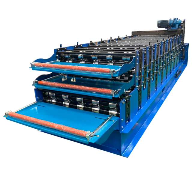 Pressa trapezoidale per tetto a triplo strato per piastrelle smaltate di alta qualità, pressa per tetto trapezoidale, macchina per la formatura di rulli